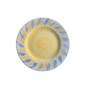 Suzanne Katkhuda Redware 8 1/2" Handpainted Yellow & Blue Salad Plate England